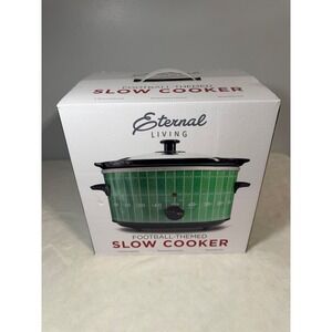Eternal Living Football Field Slow Cooker 4 Quart Stoneware Pot Game Day Green